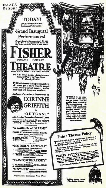 Fisher Theatre - Old Ad From John Lauter